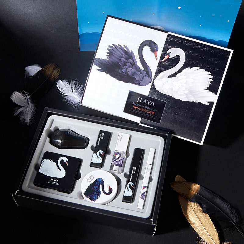 Swan 7-Piece Makeup Gift Set – Cushion BB Cream, Lipstick, Eyeliner & More - Fanbuluxe