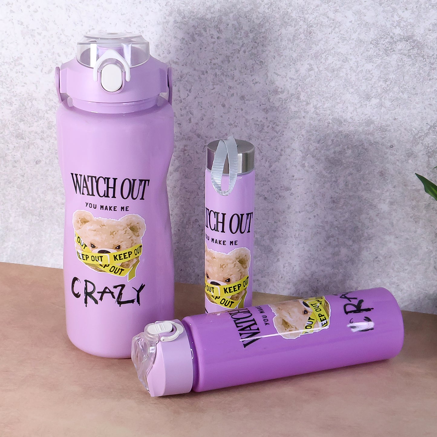 Premium 3-Piece Water Bottle Set – 2000ML + 900ML + 300ML, Leakproof & BPA-Free