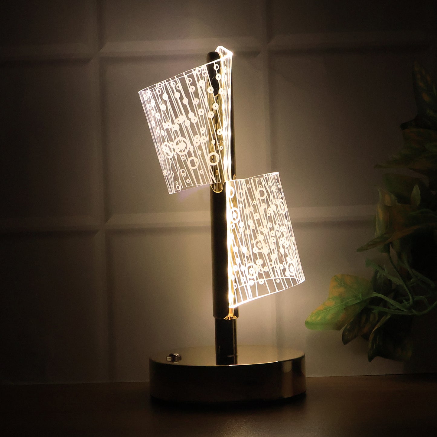 Luxury Crystal LED Double Shade Table Lamp – Elegant Bedside & Living Room Decor