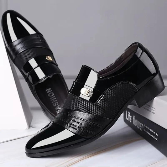 Men’s Stylish Synthetic Formal Slip-On Shoes – Black