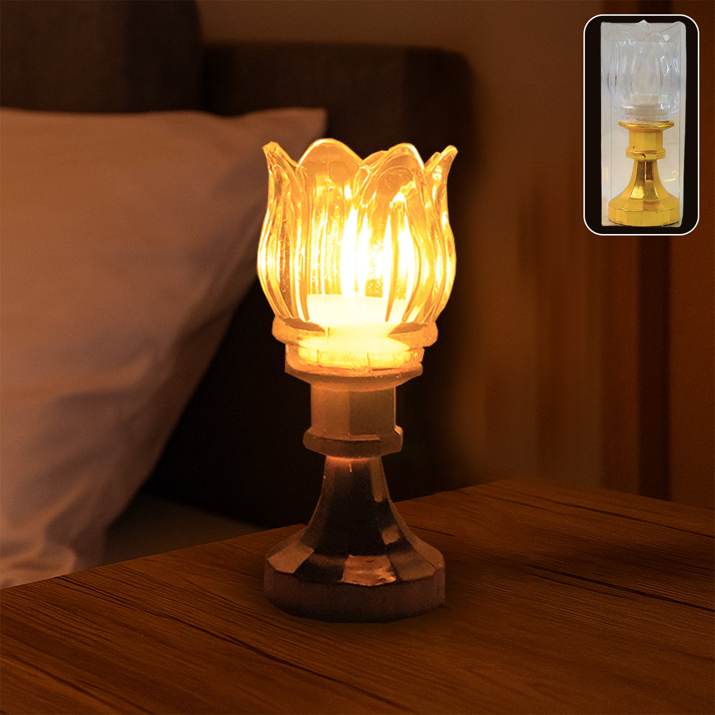 Lotus Shaped LED Decorative Lamp – Battery Operated Flameless Light