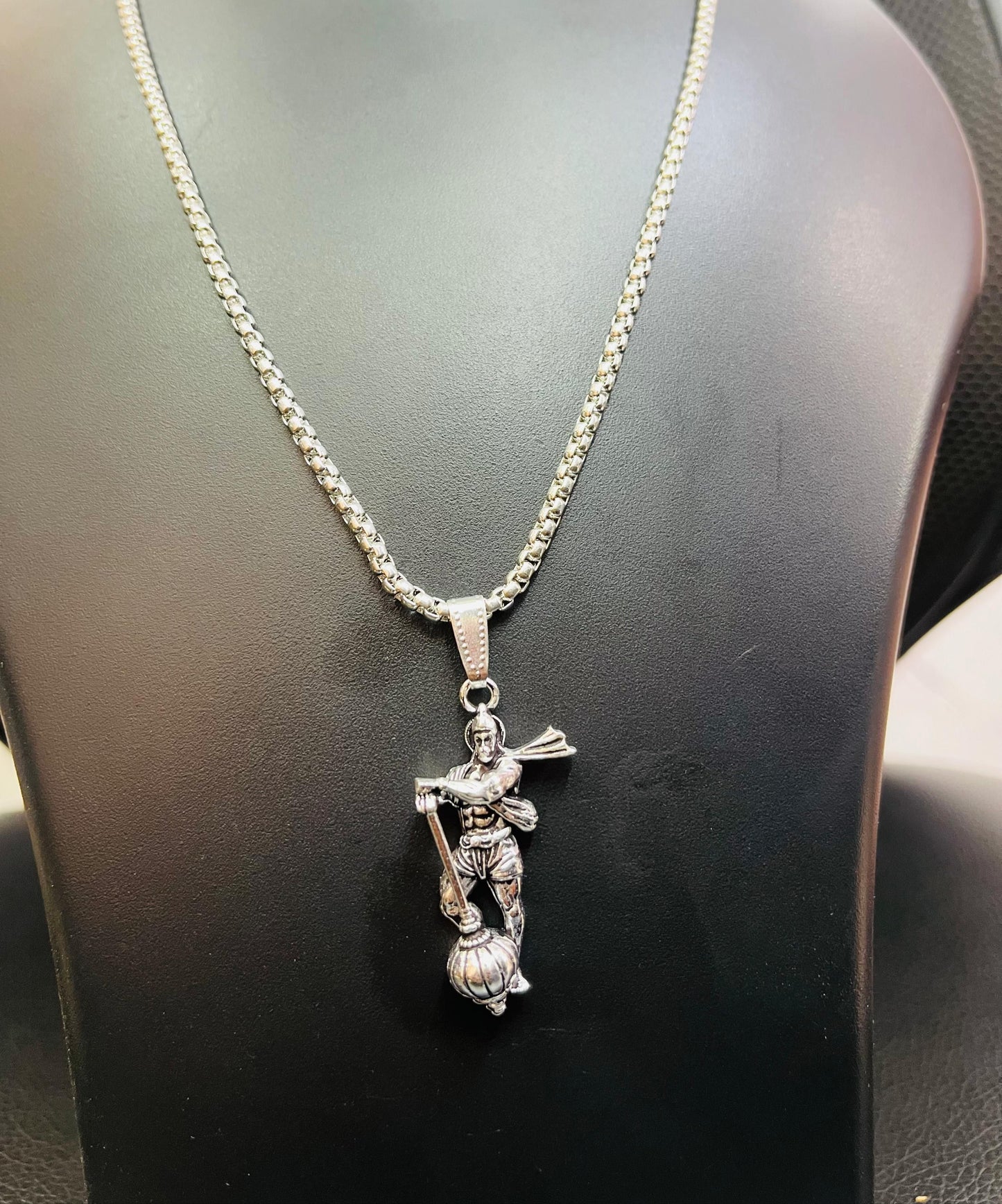 Hanumanji with Gada Silver Pendant & Chain