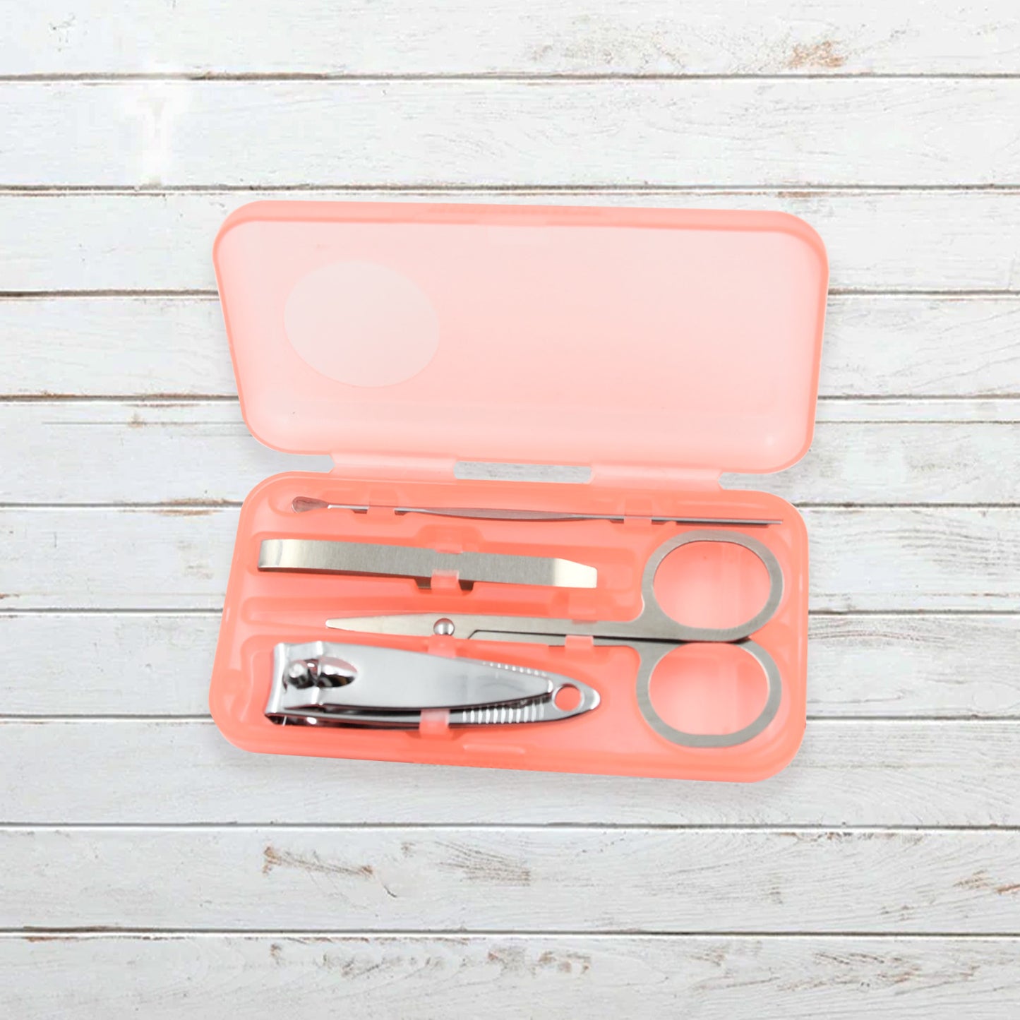 9146 Mini Nail Clipper Set – 4-Piece Stainless Steel Manicure Kit with Storage Case