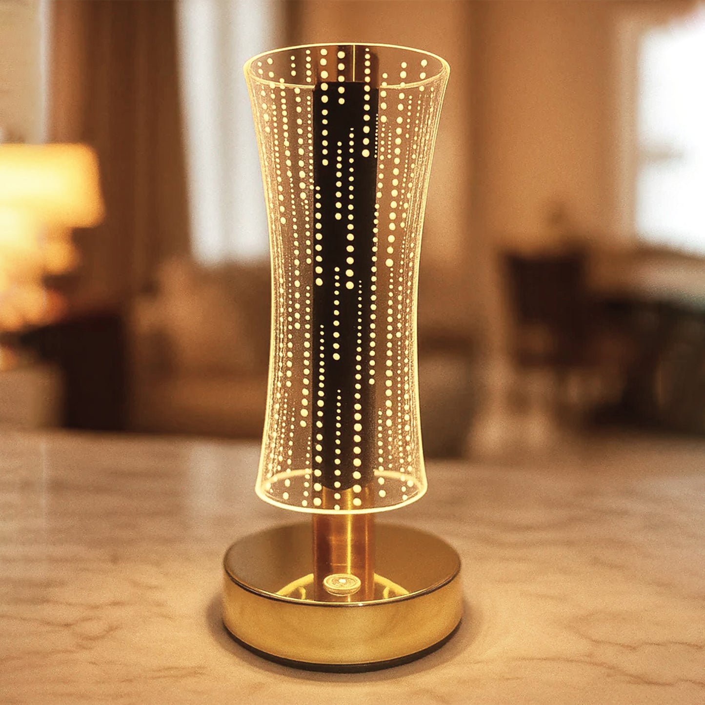Luxury Crystal Cylindrical LED Table Lamp – USB Rechargeable Bedside & Desk Light