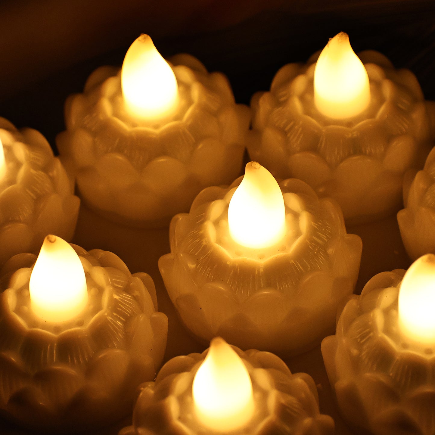 Lotus Shaped LED Flameless Tealight Candles – Set of 8
