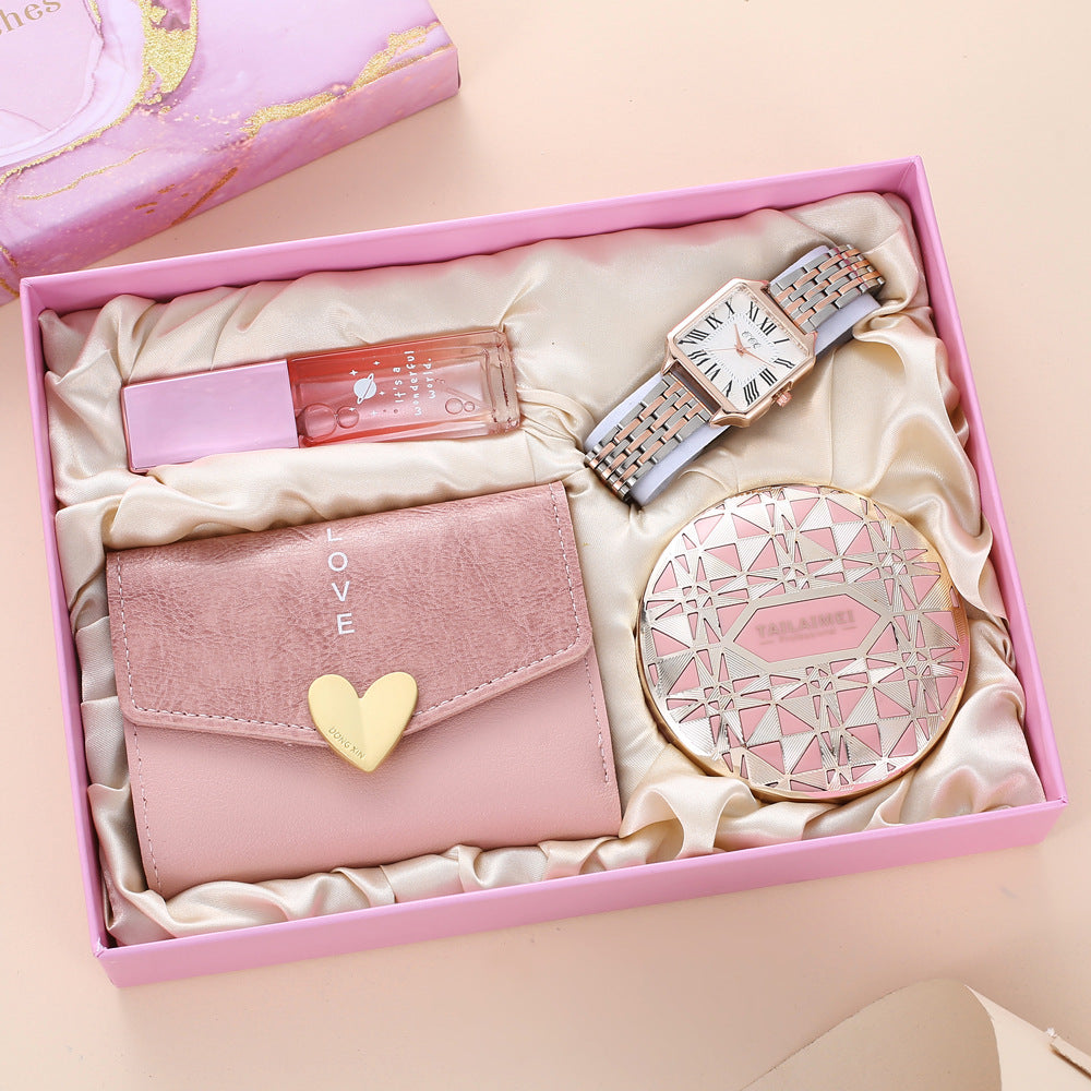 Women’s Fashion Gift Set – Quartz Watch, Perfume, Air Cushion & Wallet - Fanbuluxe