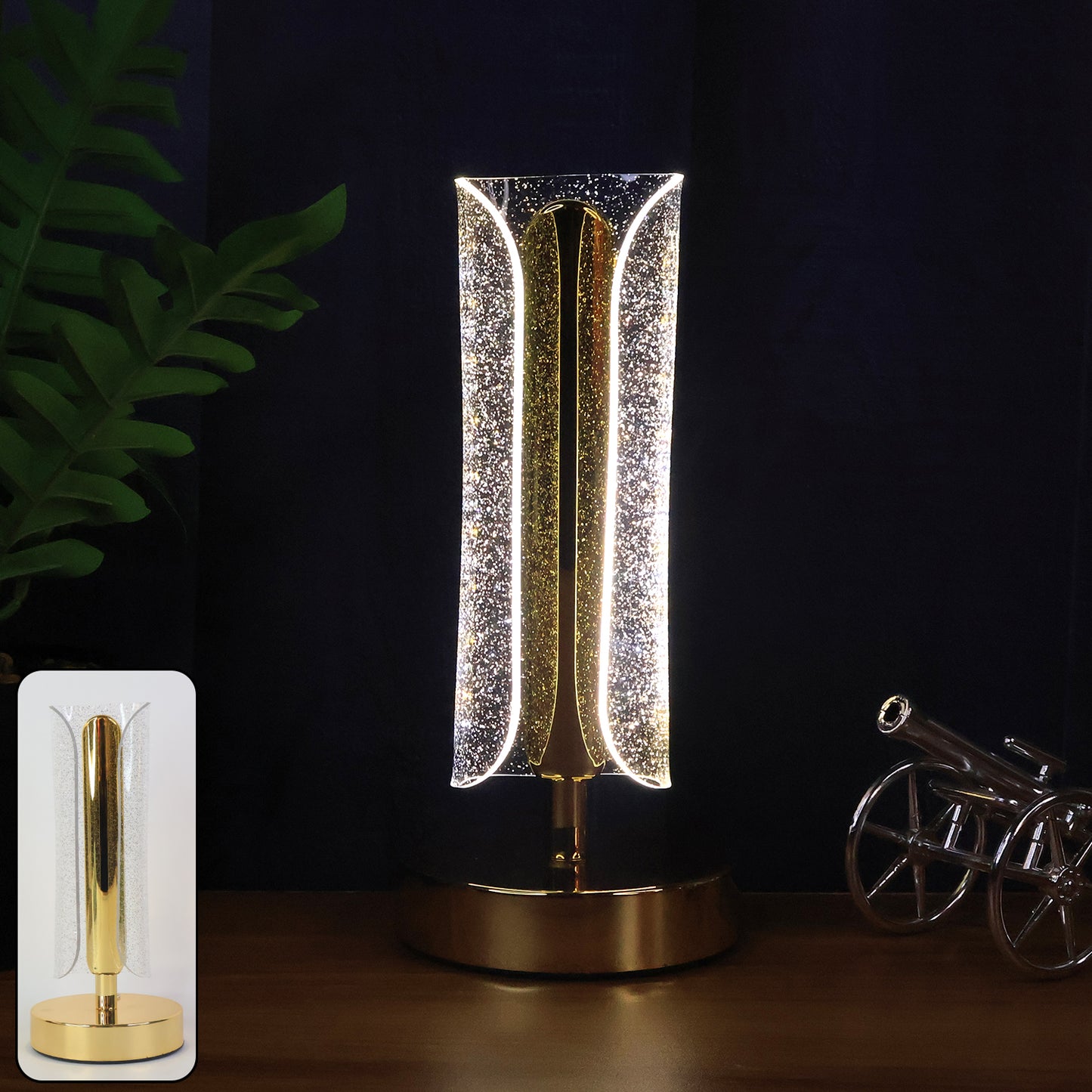 Luxury Tall Cylindrical Crystal LED Table Lamp with USB Charging – Elegant Bedside, Desk & Decorative Light