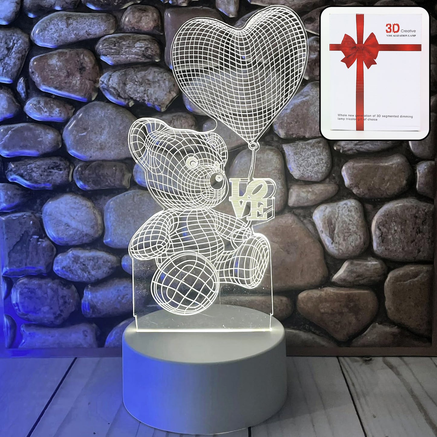 3D Teddy Bear LED Night Lamp – USB Powered Romantic & Kids Décor