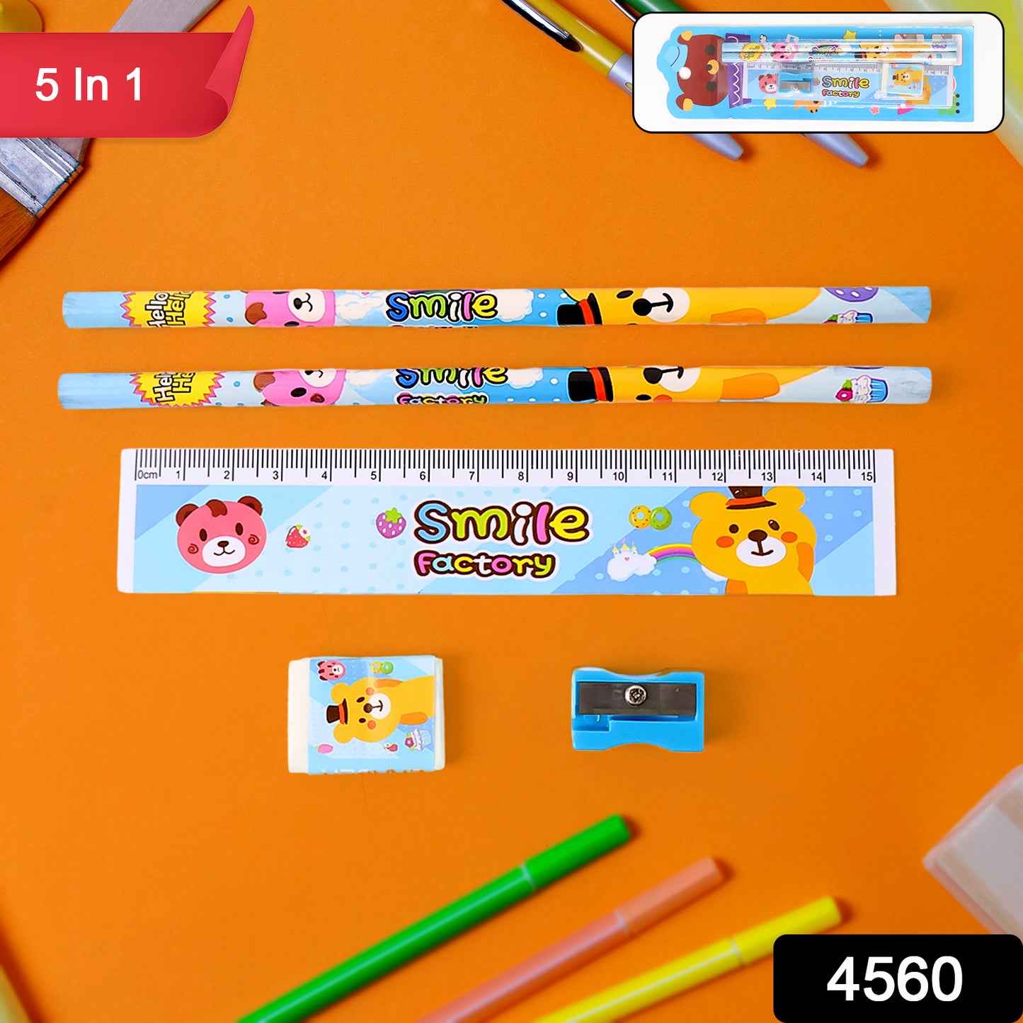 4560 Wooden Pencil Set – 5-Piece Stationery Kit | School & Gift Pack