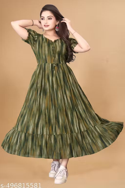 G3 - Classy Striped Georgette Dress for Women