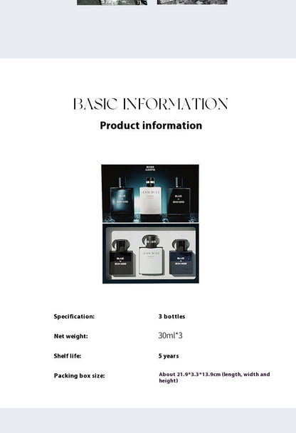 Men’s Perfume Gift Set – 3×90ml, 0138B Blue, Color Box - Fanbuluxe