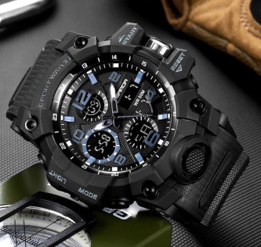 Men’s 55mm Resin Sports Watch – Japanese Movement, Mineral Glass, Durable Design - Fanbuluxe