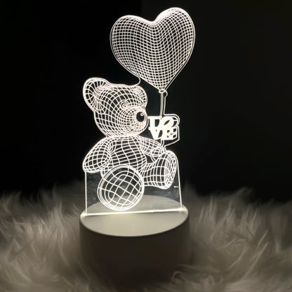 3D Teddy Bear LED Night Lamp – USB Powered Romantic & Kids Décor