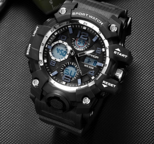 Men’s 55mm Resin Sports Watch – Japanese Movement, Mineral Glass, Durable Design - Fanbuluxe