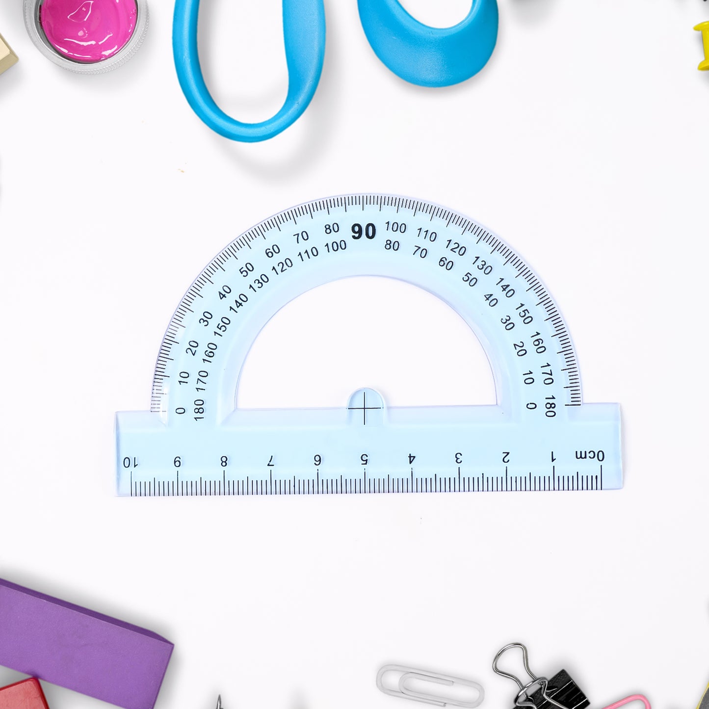 4-Piece Transparent Geometry Set – Ruler, Protractor & Set Squares | Zipper Pouch