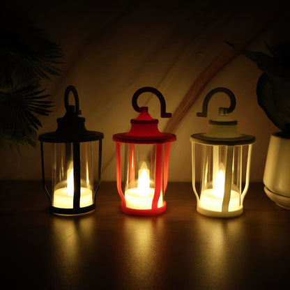 Set of 12 Lantern Shaped Flameless LED Candles with Hanging Hook – Warm Yellow Flickering Glow