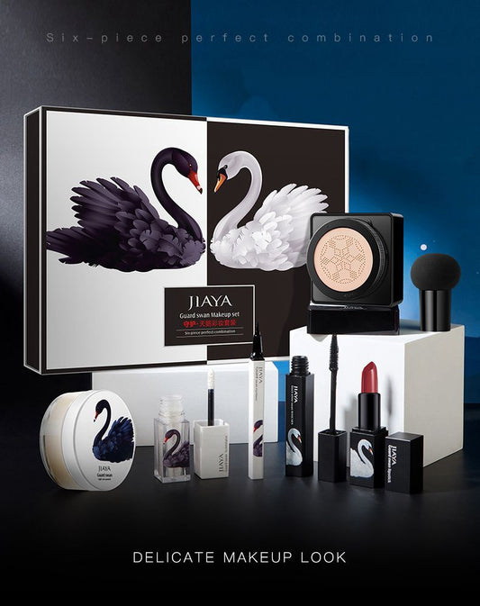 Swan 7-Piece Makeup Gift Set – Cushion BB Cream, Lipstick, Eyeliner & More - Fanbuluxe