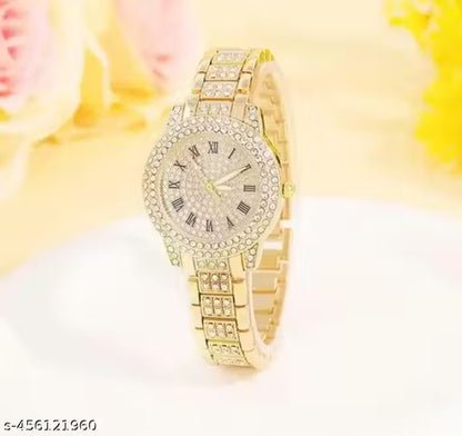 (15A) ZT Holland Style Golden Analog Watch – Super Rich Look for Women & Girls