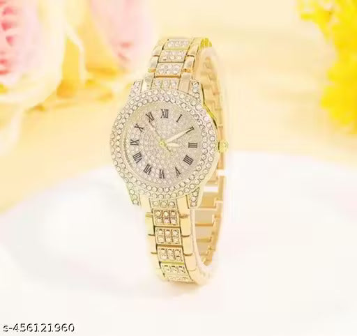 (15A) ZT Holland Style Golden Analog Watch – Super Rich Look for Women & Girls