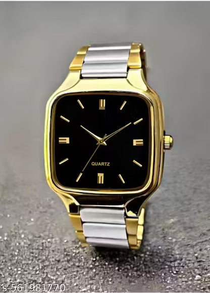 (4A) Slim Square Dial Men’s Analog Watch – Designer Stainless Steel Elegance