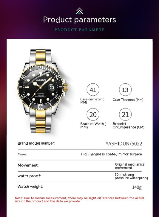 Business Quartz Watch – 41mm Round Dial, Stainless Steel Strap, Transparent Back - Fanbuluxe