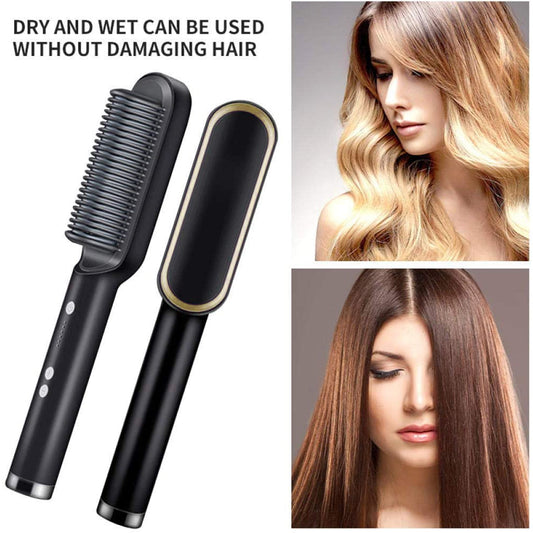 HQT-909B Hair Straightener Brush – Keratin Ceramic Coating | Fast Heat-Up
