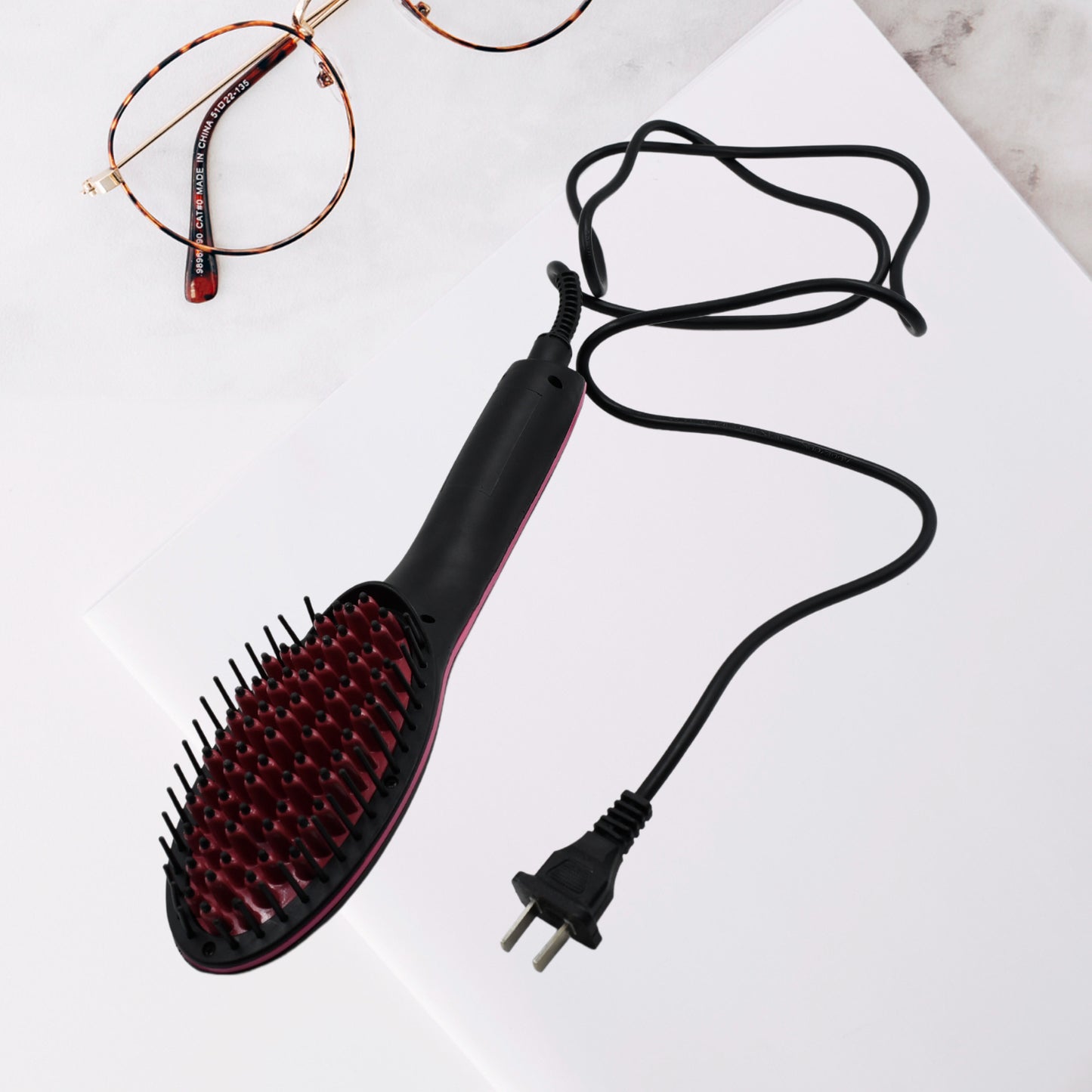 2-in-1 Ceramic Hair Straightener Brush with LCD & Temp Control – Simply Straight