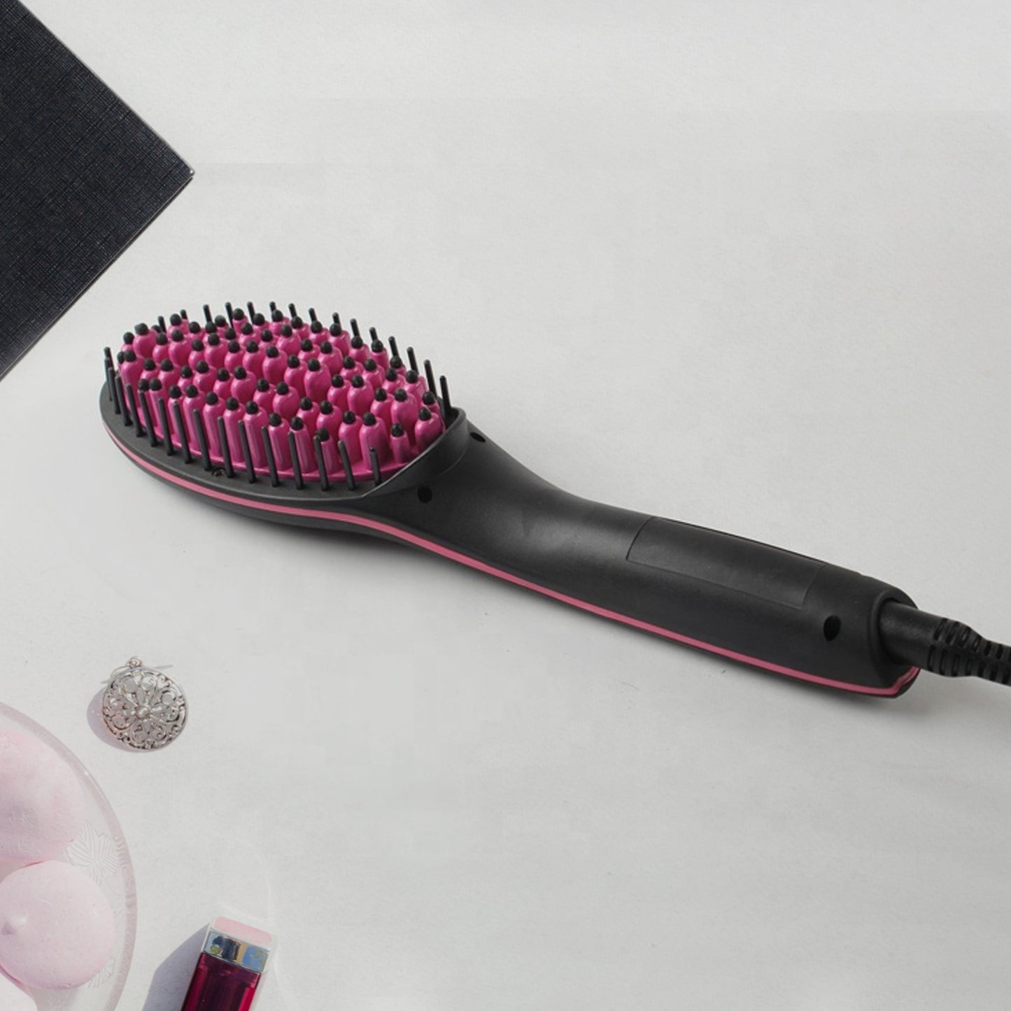 2-in-1 Ceramic Hair Straightener Brush with LCD & Temp Control – Simply Straight