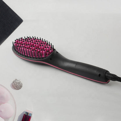 2-in-1 Ceramic Hair Straightener Brush with LCD & Temp Control – Simply Straight