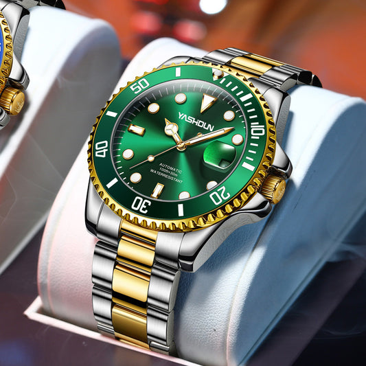 Business Quartz Watch – 41mm Round Dial, Stainless Steel Strap, Transparent Back - Fanbuluxe