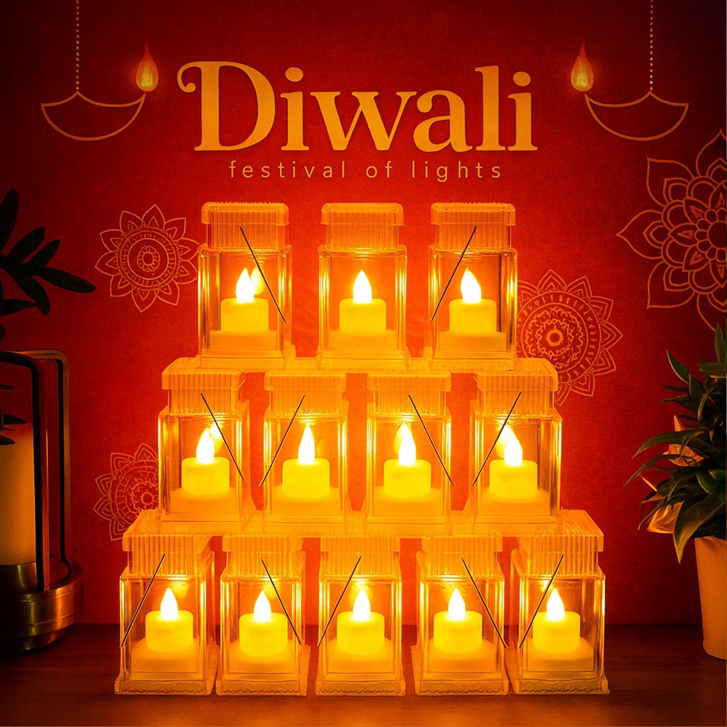 12 Pcs LED Storm Lantern Set – Battery Operated Flameless Decorative Lights
