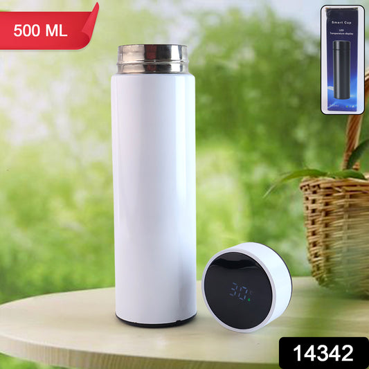 White Smart Vacuum Insulated Water Bottle – 500ML with LED Temperature Display