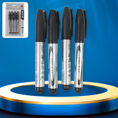 Black Marker Set – 4 Pcs for School, College & Office Use