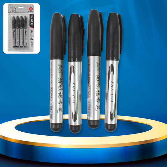 Black Marker Set – 4 Pcs for School, College & Office Use