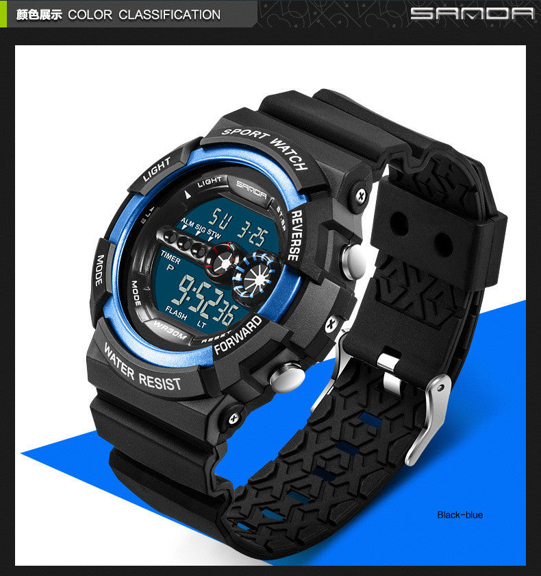 Men’s LED Digital Sports Watch – 50mm Dial, Multifunction, 30M Waterproof - Fanbuluxe