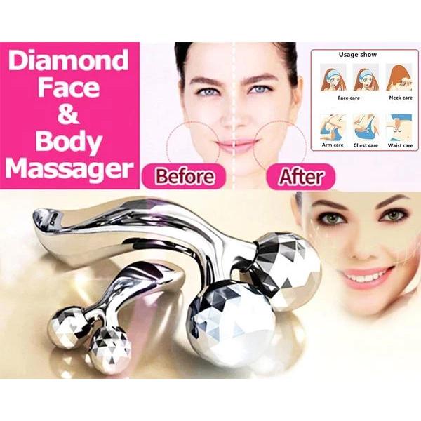 Y-Shaped 3D Face & Body Massager – Microcurrent, Solar Powered, 360° Roller