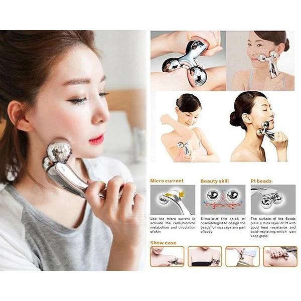 Y-Shaped 3D Face & Body Massager – Microcurrent, Solar Powered, 360° Roller