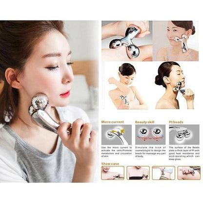 Y-Shaped 3D Face & Body Massager – Microcurrent, Solar Powered, 360° Roller