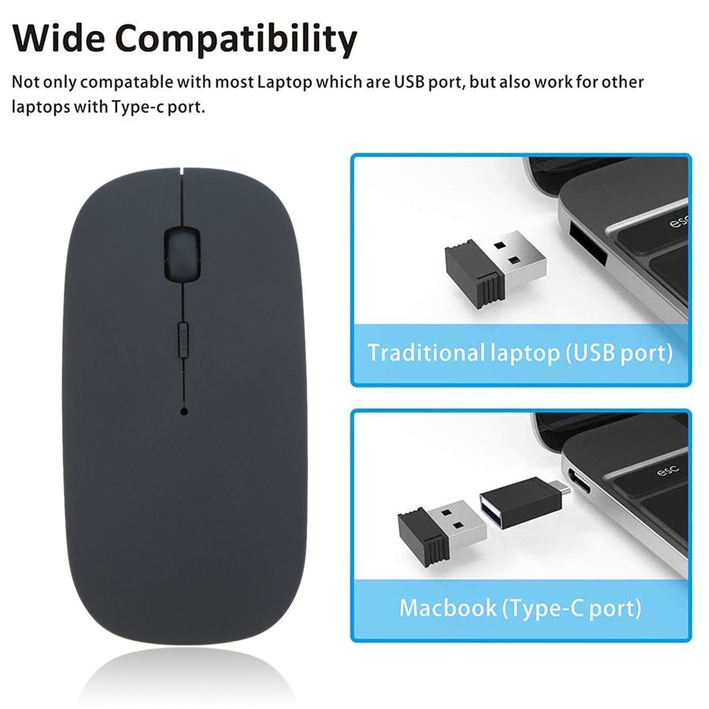 Wireless Silent Mouse – Slim Pebble Design | 1200 DPI, Long Battery