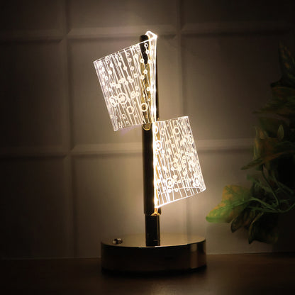 Luxury Crystal LED Double Shade Table Lamp – Elegant Bedside & Living Room Decor