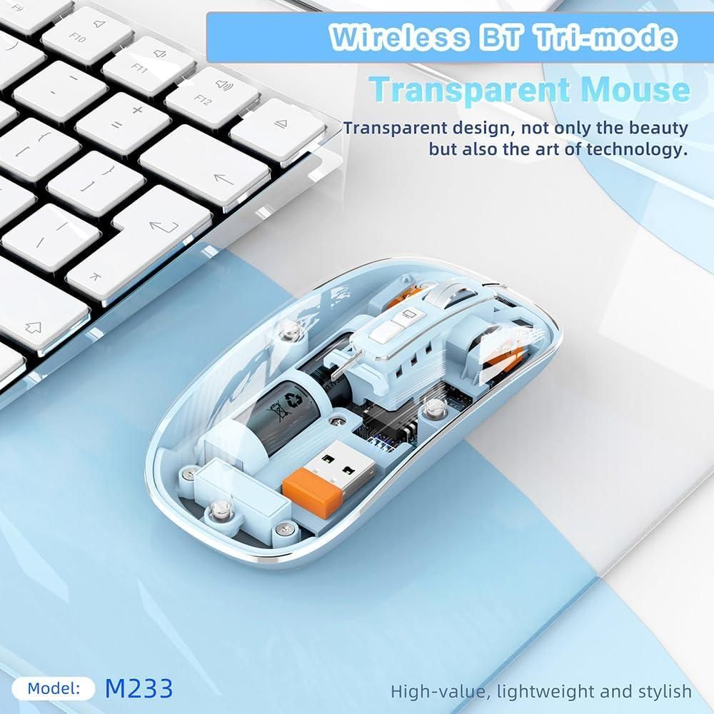 Rechargeable Transparent Wireless Mouse – Sleek & Lightweight