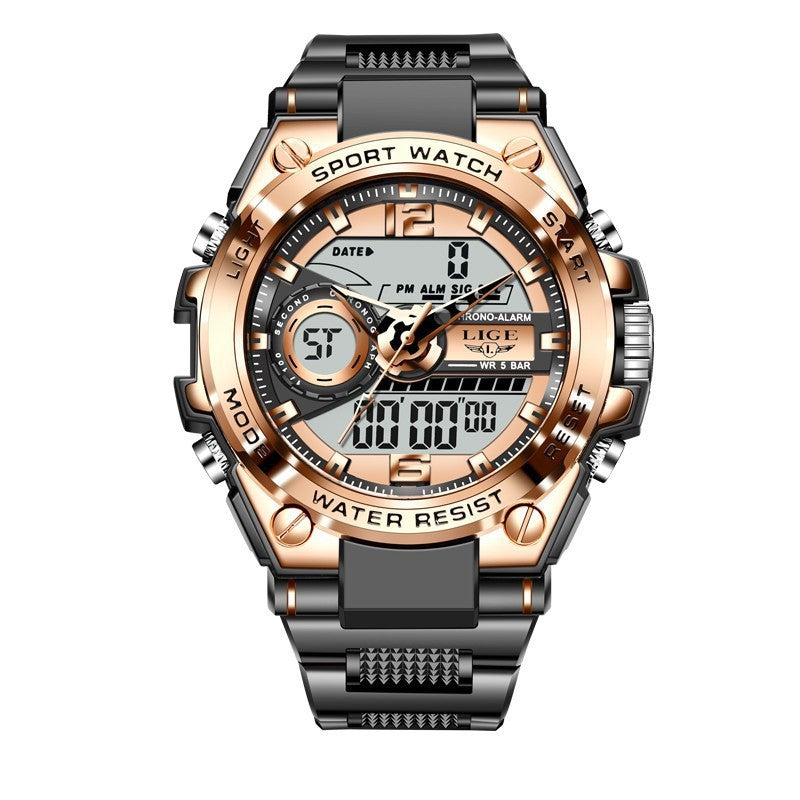 30M Waterproof Leisure Watch – Pointer & Digital Display, Electronic Movement - Fanbuluxe
