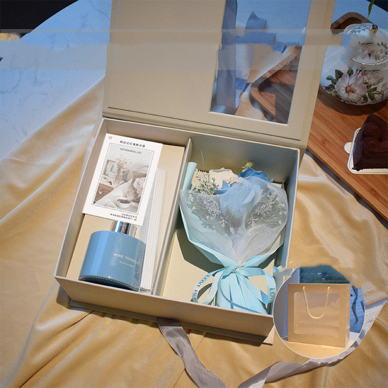 Luxury Soap Flower Bouquet Gift Set with Aromatherapy & Fragrance Diffuser – Perfect for Special Occasions - Fanbuluxe