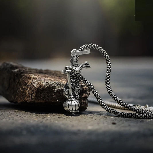 Hanumanji with Gada Silver Pendant & Chain