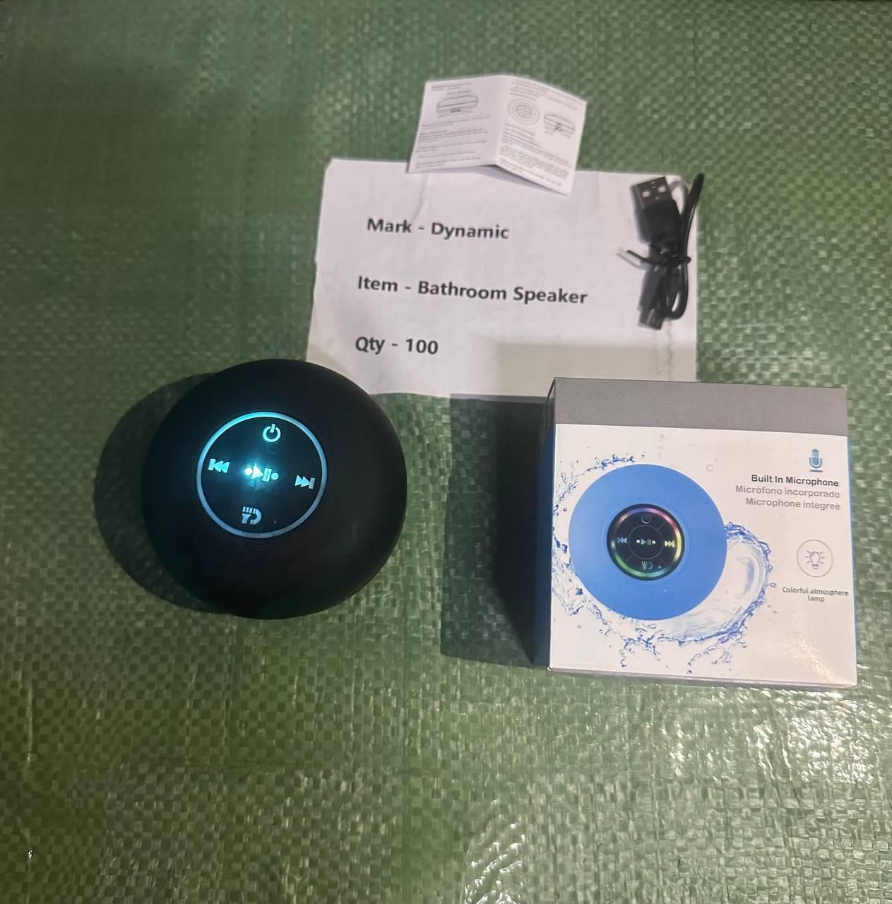 Large Waterproof Bluetooth Shower Speaker with LED Lights