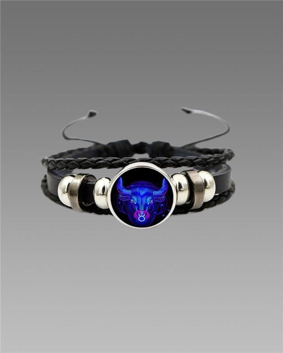 Constellation Zodiac Guardian Black Leather Bracelet – 1 Pc