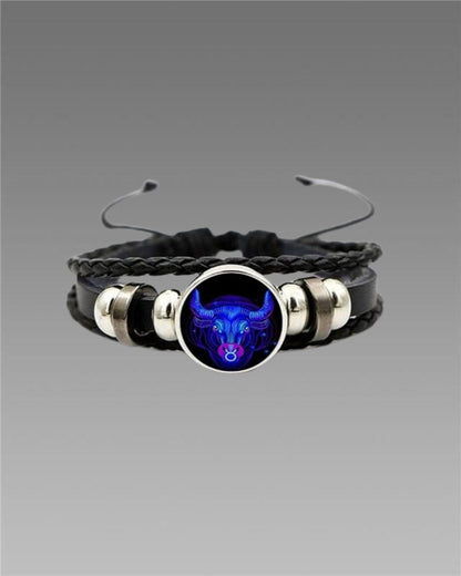 Constellation Zodiac Guardian Black Leather Bracelet – 1 Pc