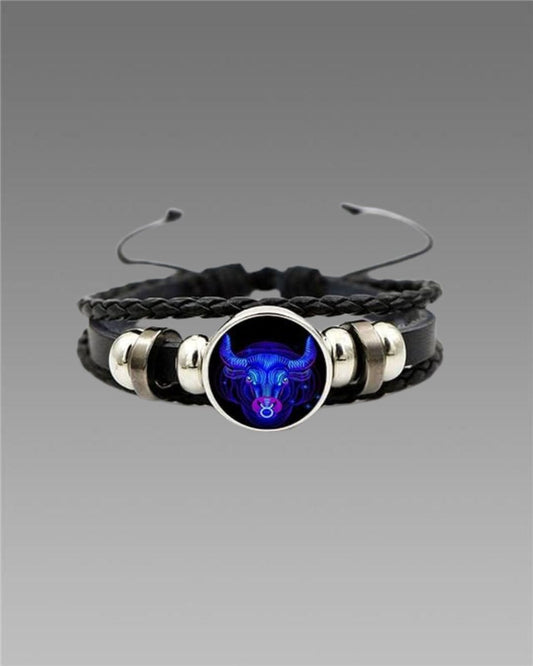 Constellation Zodiac Guardian Black Leather Bracelet – 1 Pc