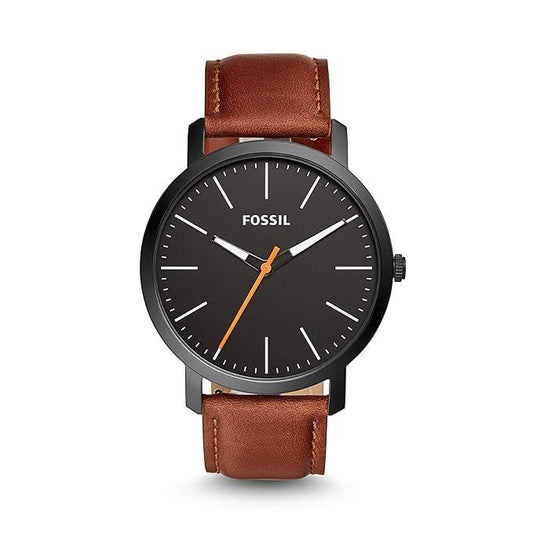 Fossil City Unisex Analog Watch – Elegant Brown Leather with Rose Gold Case