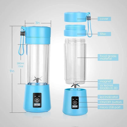 Portable USB Rechargeable Juice Maker – 6 Blade, 380ml